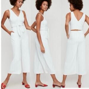 Wilfred White Pinstripe Romper sz 4 Open Back Romper